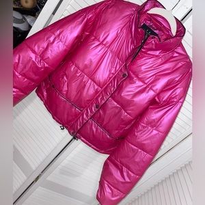 Barbie pink! LA Coalition Metallic Puffer